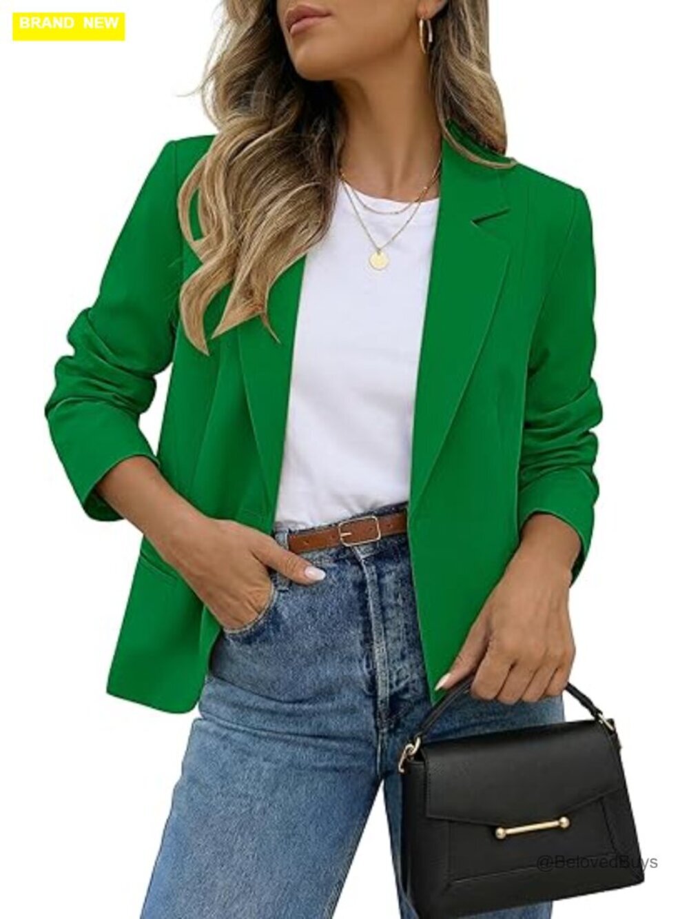 Business Casual Blazer with Pockets Office Outfits Suit Jackets Notch Lapel